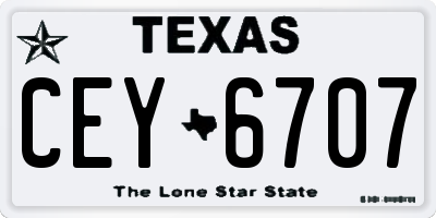 TX license plate CEY6707