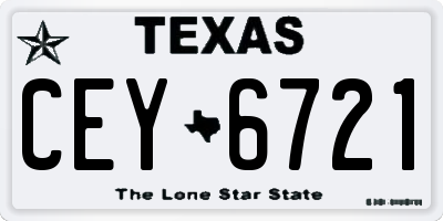 TX license plate CEY6721