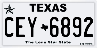 TX license plate CEY6892