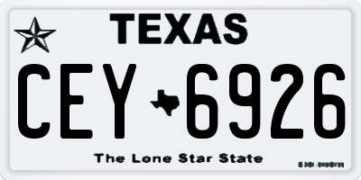 TX license plate CEY6926