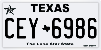TX license plate CEY6986
