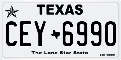 TX license plate CEY6990