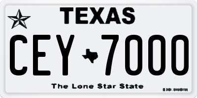 TX license plate CEY7000