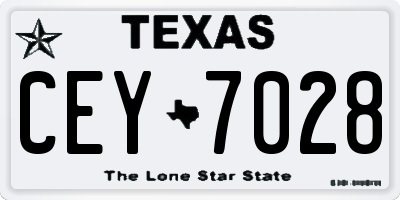 TX license plate CEY7028