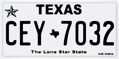 TX license plate CEY7032