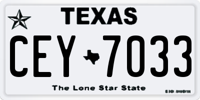 TX license plate CEY7033