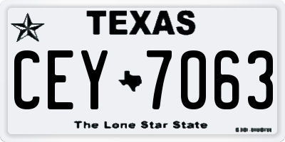 TX license plate CEY7063