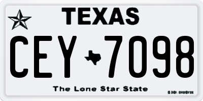 TX license plate CEY7098
