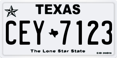 TX license plate CEY7123