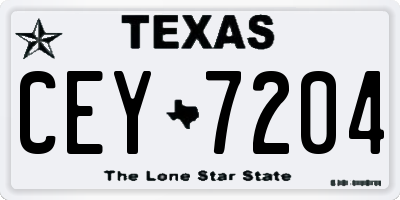 TX license plate CEY7204
