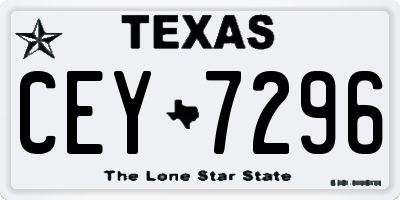 TX license plate CEY7296