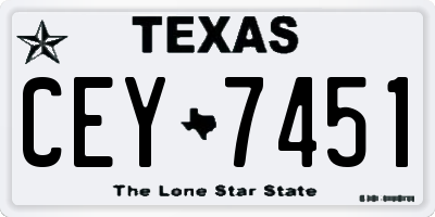 TX license plate CEY7451