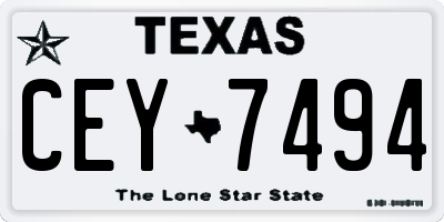 TX license plate CEY7494