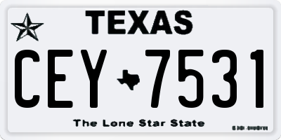 TX license plate CEY7531