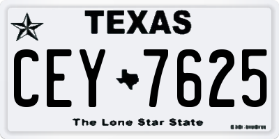TX license plate CEY7625