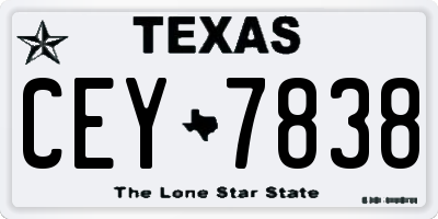 TX license plate CEY7838