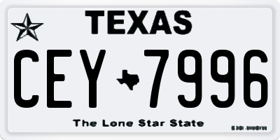 TX license plate CEY7996