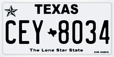 TX license plate CEY8034