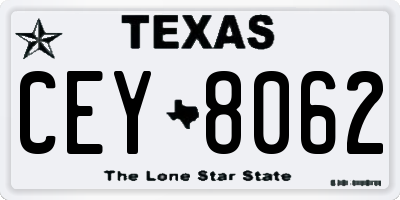 TX license plate CEY8062