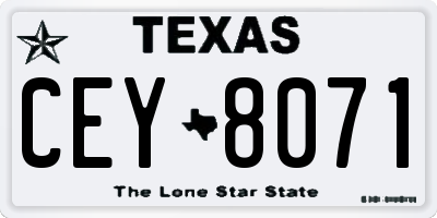 TX license plate CEY8071