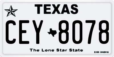 TX license plate CEY8078