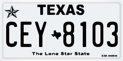 TX license plate CEY8103