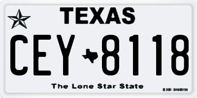 TX license plate CEY8118