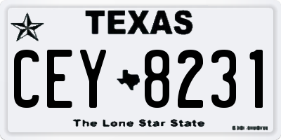 TX license plate CEY8231
