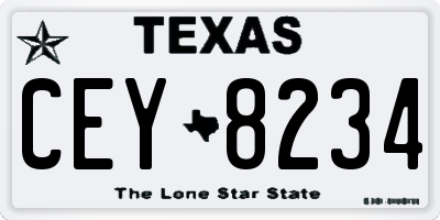 TX license plate CEY8234