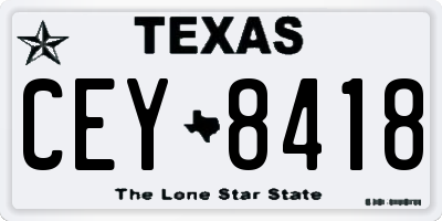 TX license plate CEY8418