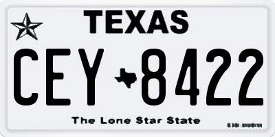 TX license plate CEY8422