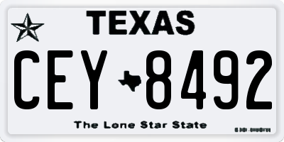 TX license plate CEY8492