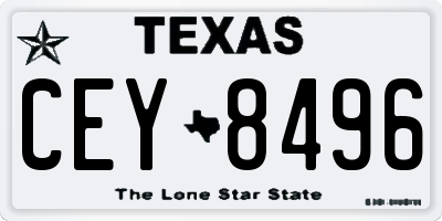 TX license plate CEY8496