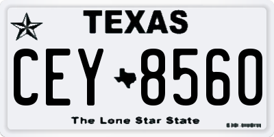 TX license plate CEY8560