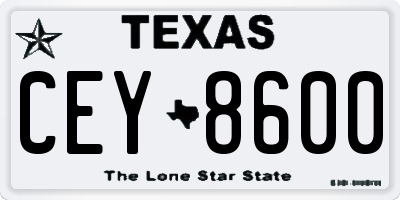 TX license plate CEY8600