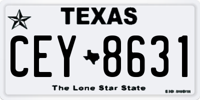 TX license plate CEY8631