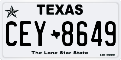 TX license plate CEY8649