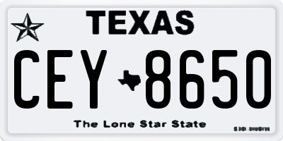 TX license plate CEY8650