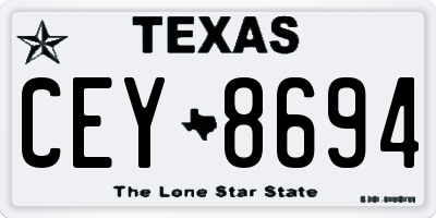 TX license plate CEY8694