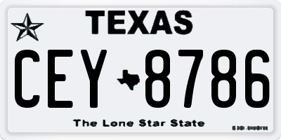 TX license plate CEY8786