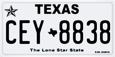 TX license plate CEY8838