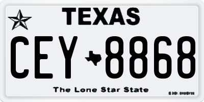 TX license plate CEY8868