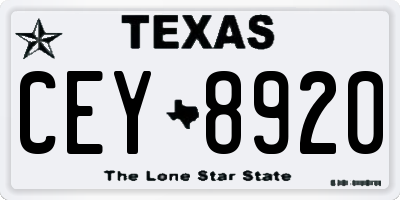 TX license plate CEY8920