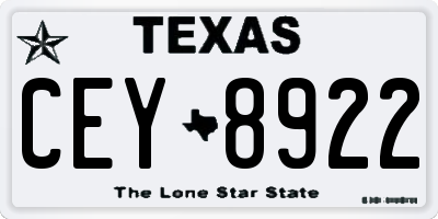 TX license plate CEY8922