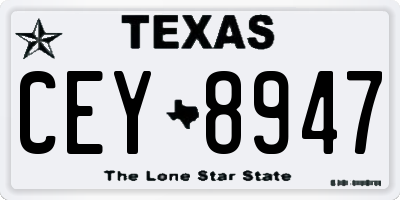 TX license plate CEY8947
