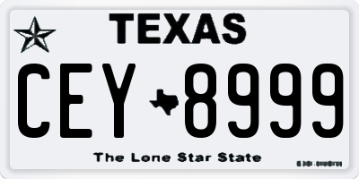 TX license plate CEY8999