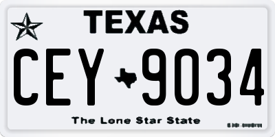 TX license plate CEY9034