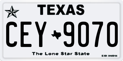 TX license plate CEY9070