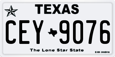 TX license plate CEY9076