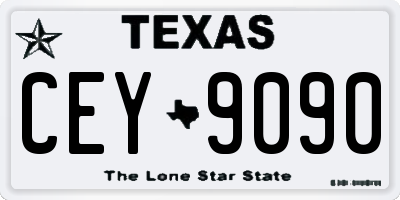 TX license plate CEY9090
